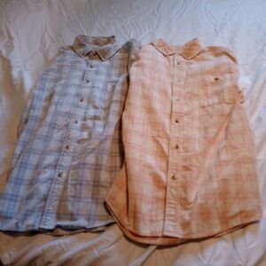Lot of 2 Men's Scandia Woods L/S Corduroy Plaid Button Down Shorts L Blue Mauve